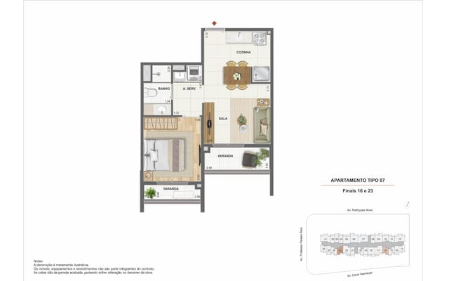 Planta ilustrativa 7 do Erê Residencial, no Santo Cristo