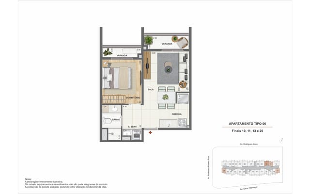 Planta ilustrativa 2 do Erê Residencial, no Santo Cristo