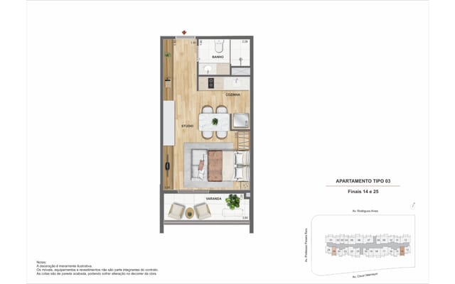 Planta ilustrativa 4 do Erê Residencial, no Santo Cristo