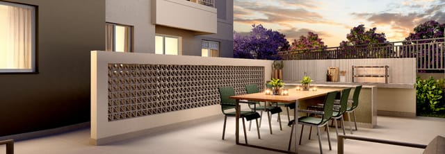 Terraço sob os ipês do Residencial Cartola II, em São Cristóvão