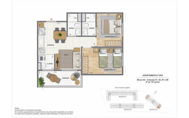 Planta ilustrativa 2 do Residencial Cartola, em São Cristóvão