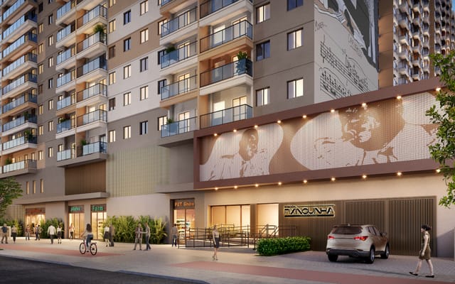 Perspectiva ilustrativa 1 do Residencial Pixinguinha — Carinhoso, no Santo Cristo