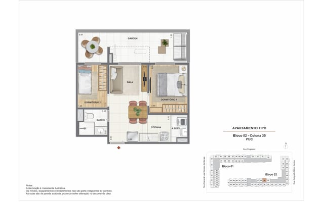 Planta ilustrativa 8 do Residencial Pixinguinha — Carinhoso, no Santo Cristo
