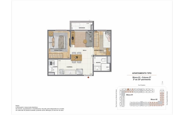 Planta ilustrativa 5 do Residencial Pixinguinha — Carinhoso, no Santo Cristo