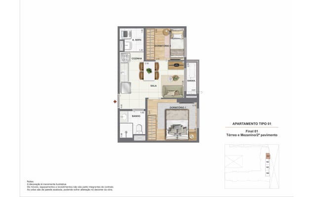 Planta ilustrativa 6 do Residencial Pixinguinha — Rosa, no Santo Cristo